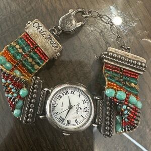 Peyote Bird by chili Rose Beaded Silver Watch-battery are not included